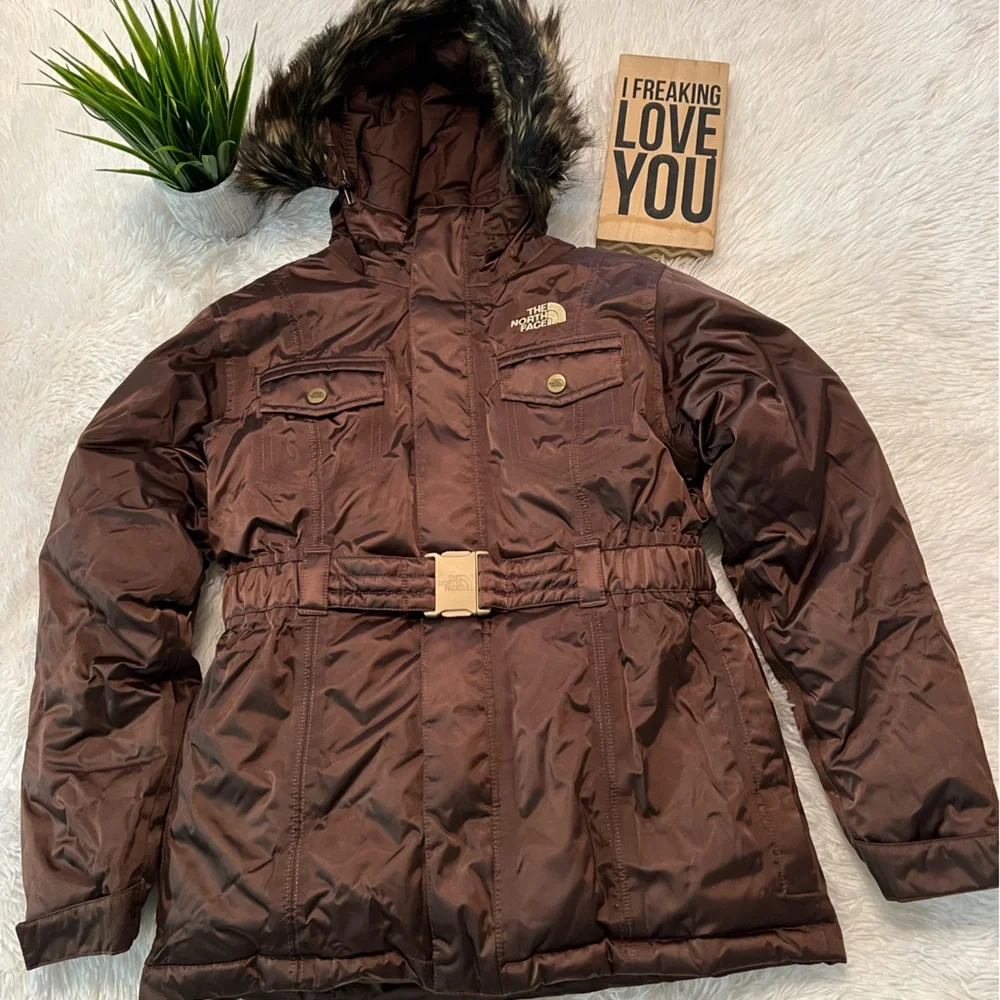 The North Face 550 HyVent Down Fill Hooded Belted Jacket/Coat - Size M 10-12